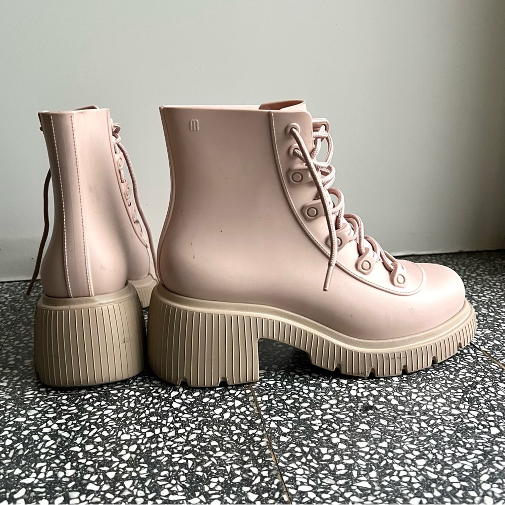 Melissa Dirty Pink Jelly Lace Up Boots